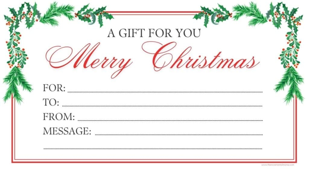 6 Free Printable Gift Certificate Templates For Christmas The 