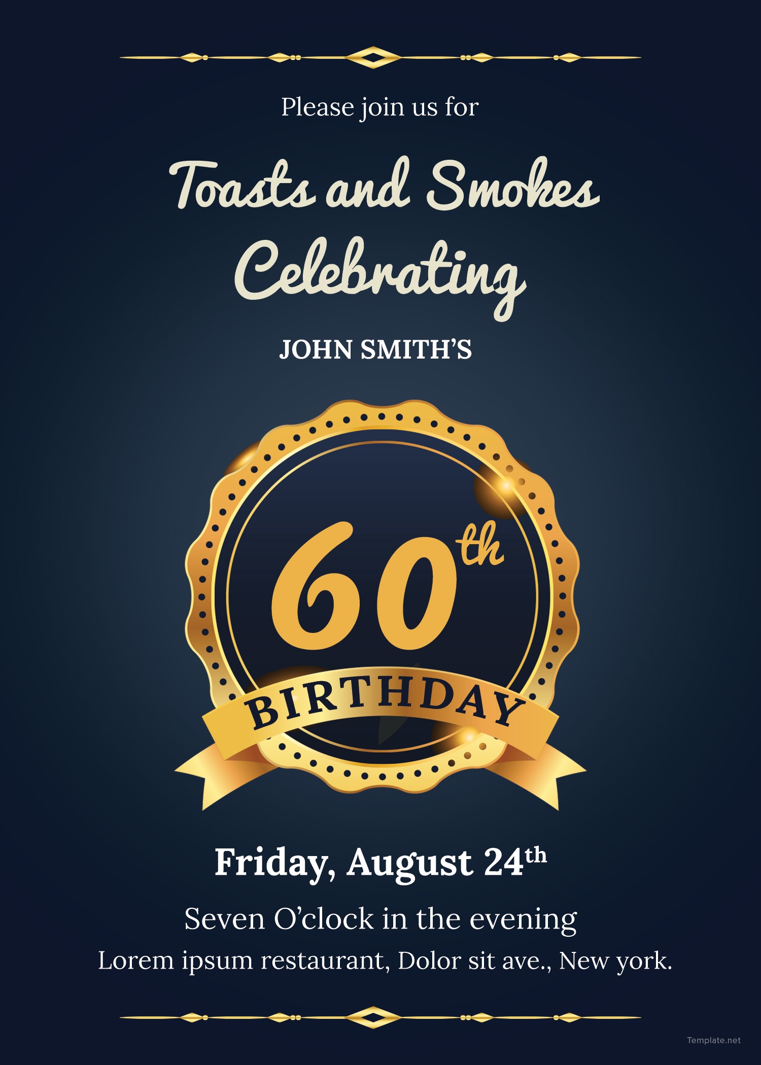 60Th Birthday Invitations Templates