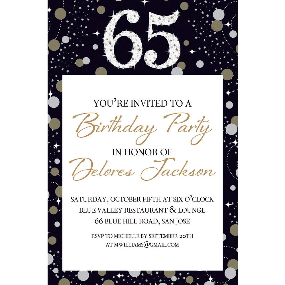 65Th Birthday Invitation Templates Free