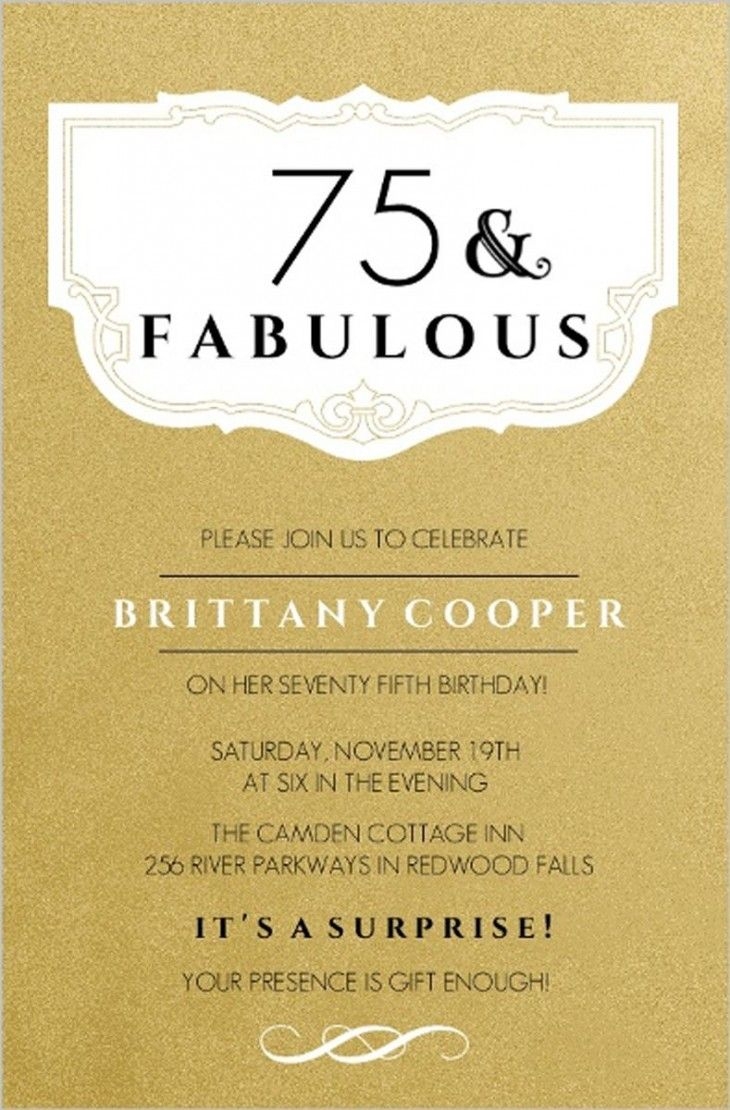 75Th Birthday Invitation Templates Free Dev onallcylinders