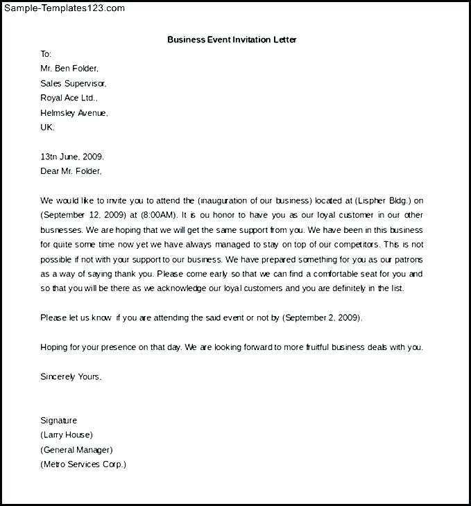 formal business invitation template