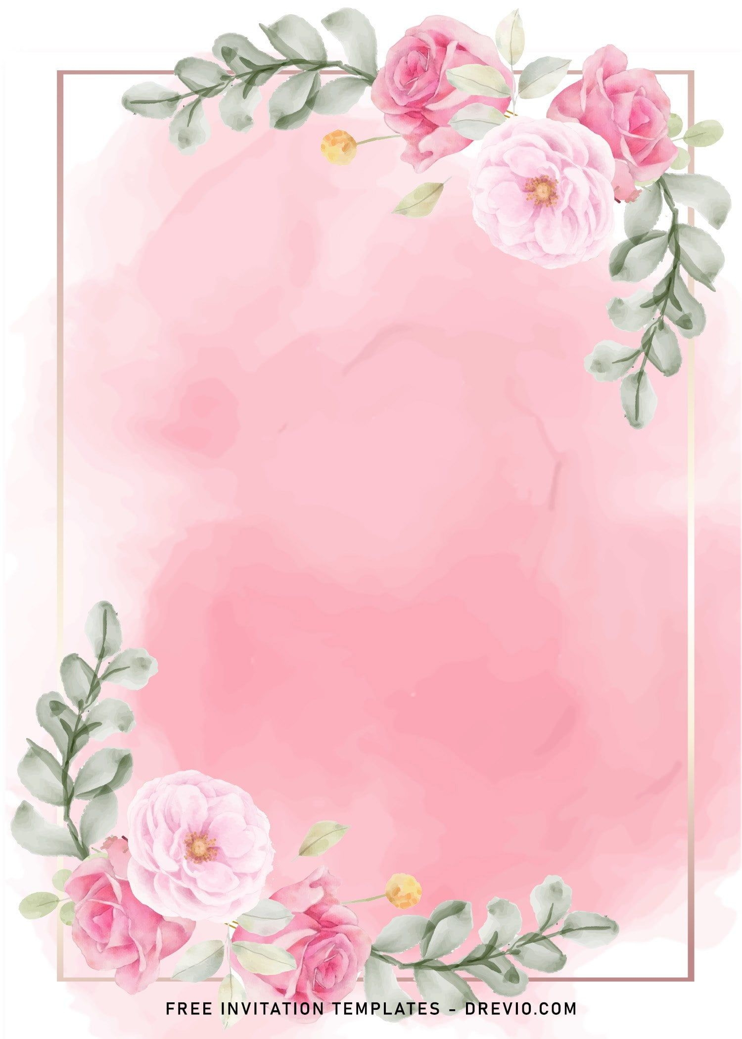 8 Blush Pink Watercolor Wedding Invitation Templates