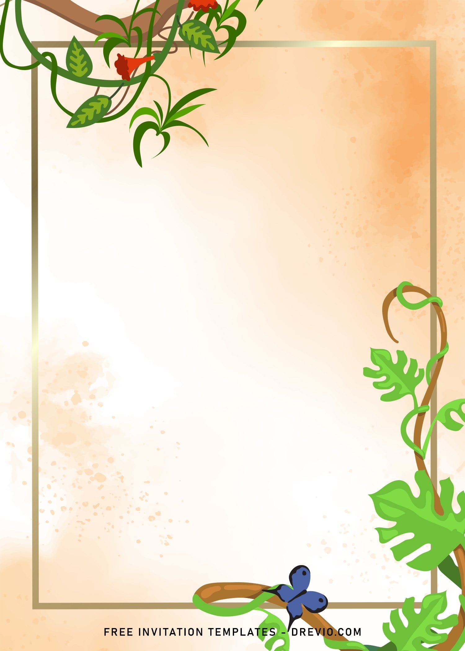 8 Greenery Summer Tropical Jungle Birthday Invitation Templates For 