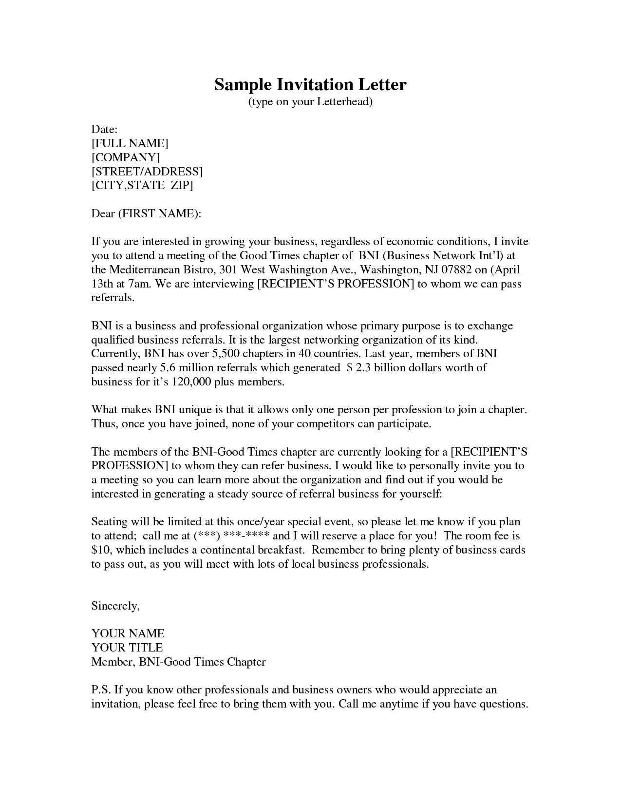80 Customize Formal Business Invitation Letter Template Layouts By 