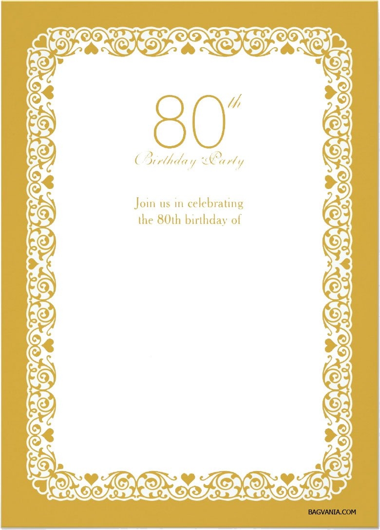 80Th Birthday Invitations Free Templates