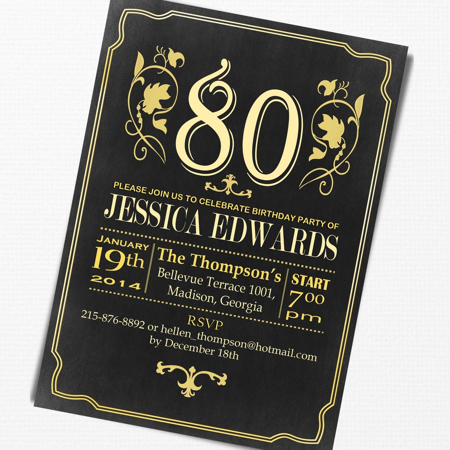 free printable 80th birthday invitations templates