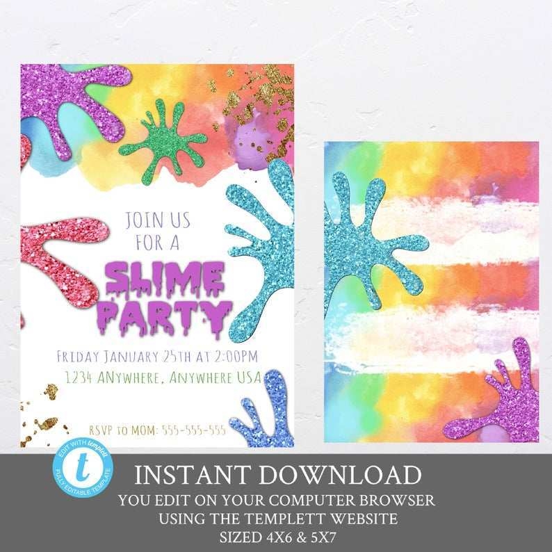 88 Customize Our Free Slime Party Invitation Template Layouts By Slime 