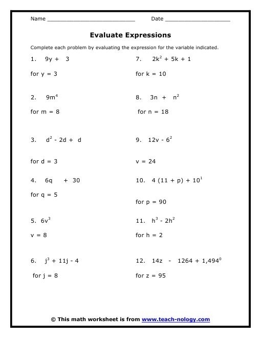 pre algebra worksheets for 8th graders