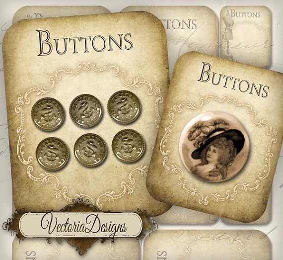 9 Best Images Of Vintage Button Cards Printable Vintage Button Card