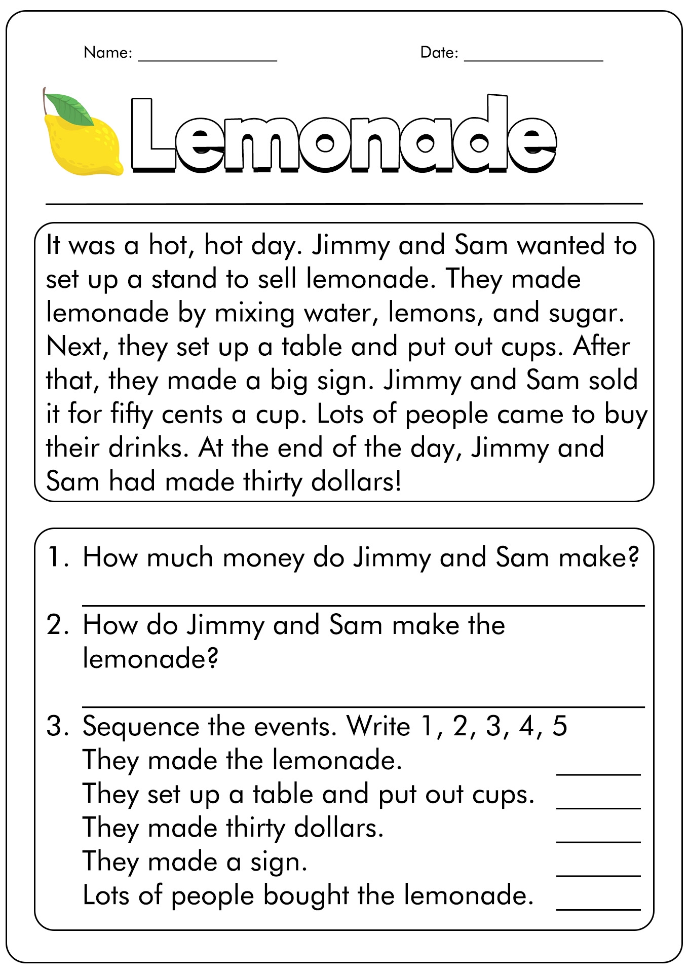 9 First Grade Reading Comprehension Worksheets Free PDF At