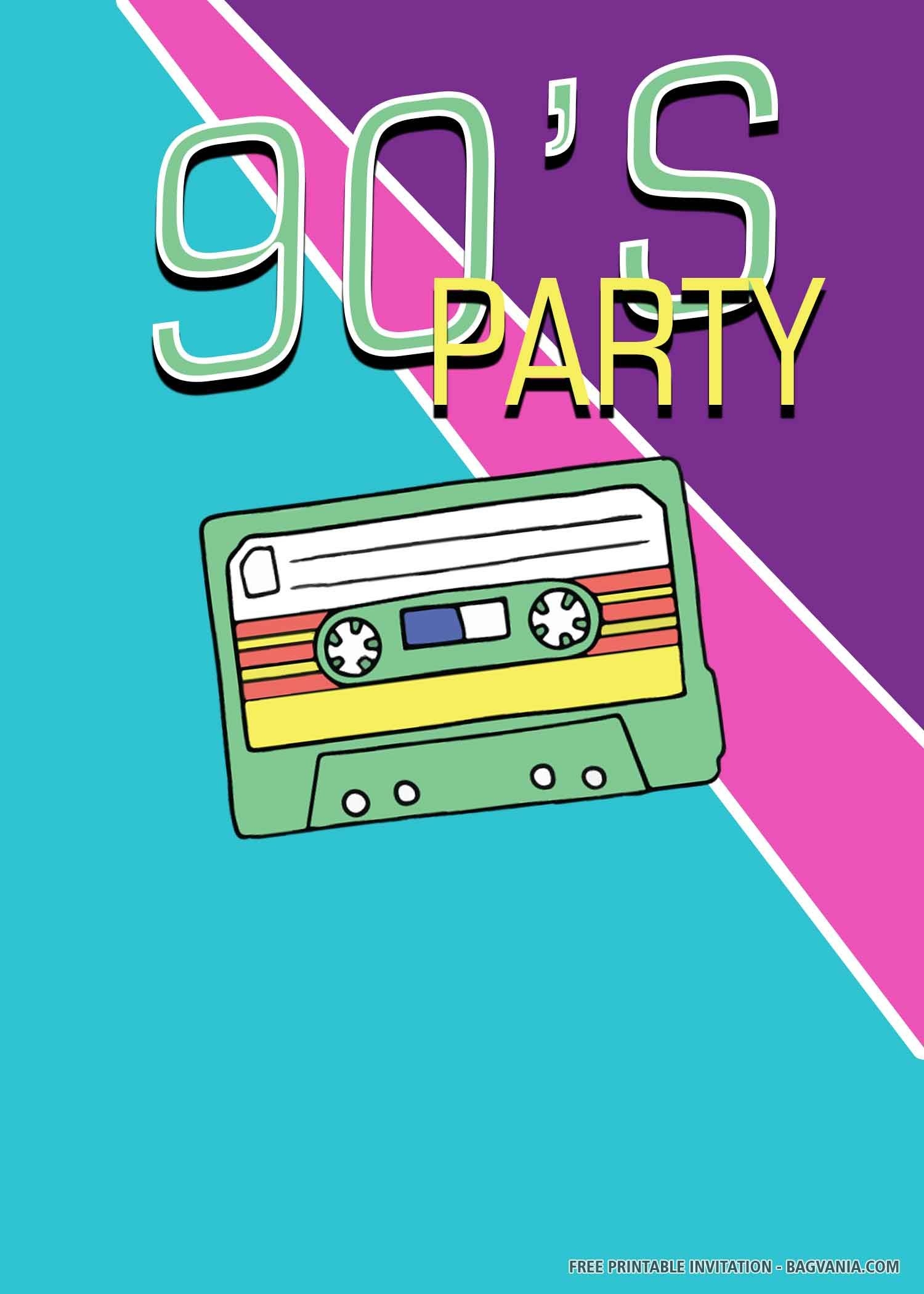 90S Theme Party Invitation Templates Free