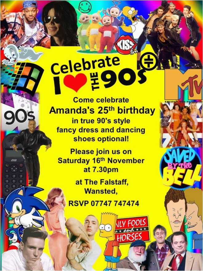 90S Theme Party Invitation Templates Free