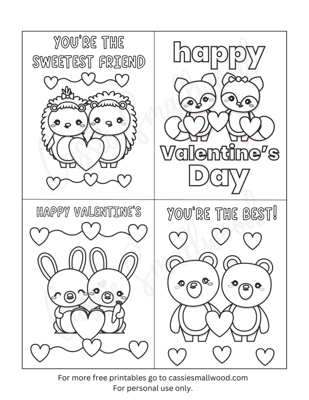 93 CUTEST Printable Valentine 39 s Day Cards To Color Cassie Smallwood