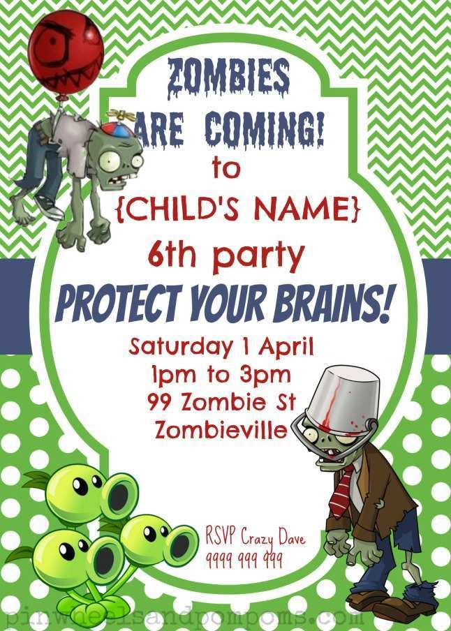 97 Adding Free Plants Vs Zombies Birthday Invitation Template In Word 