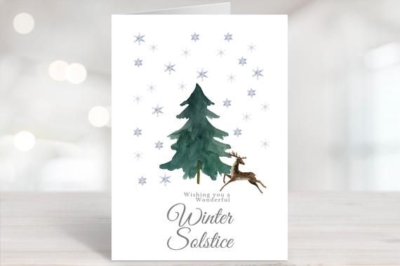 A Card With A Watercolor Christmas Tree On It