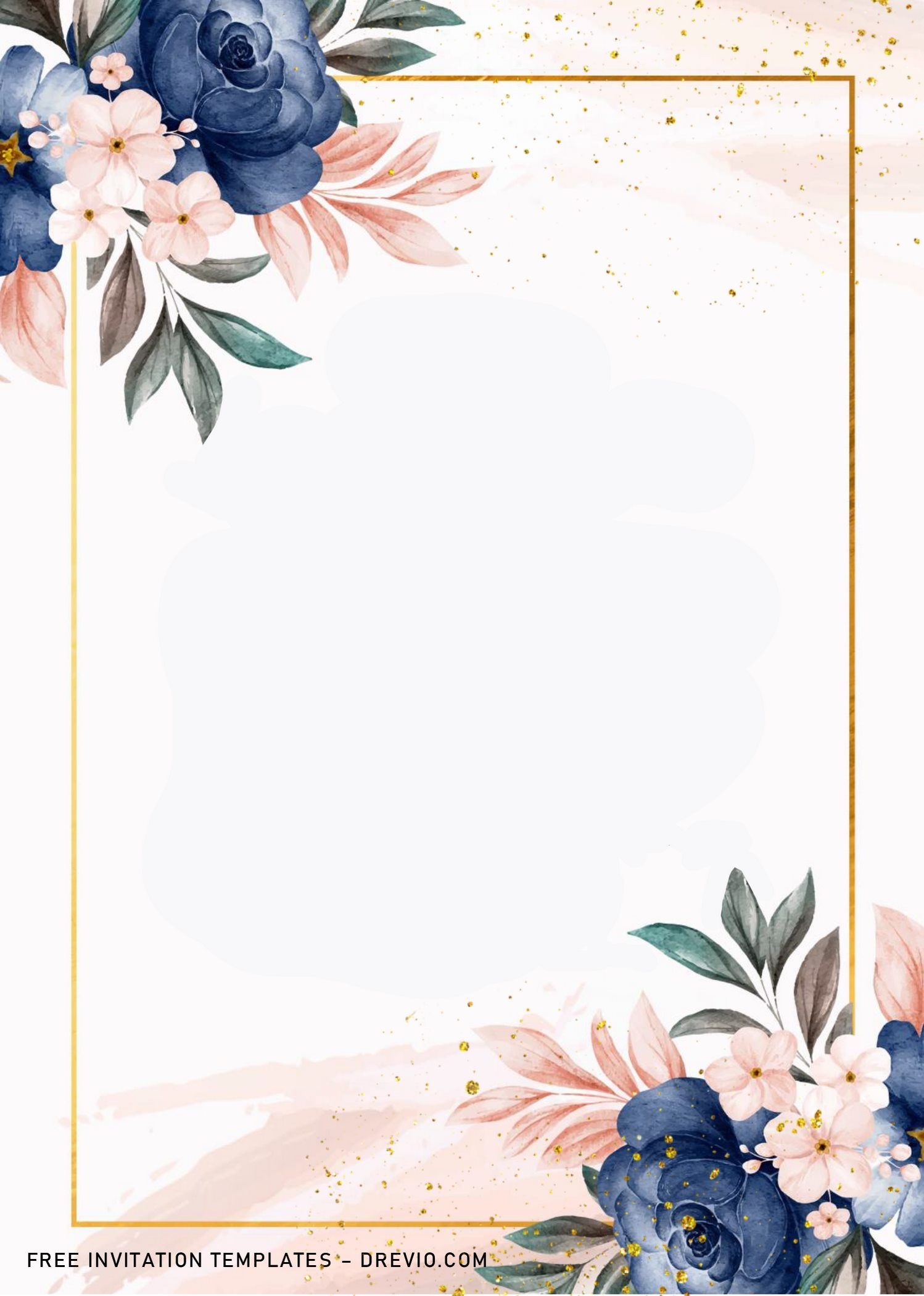 A Floral Frame With Blue And Pink Flowers