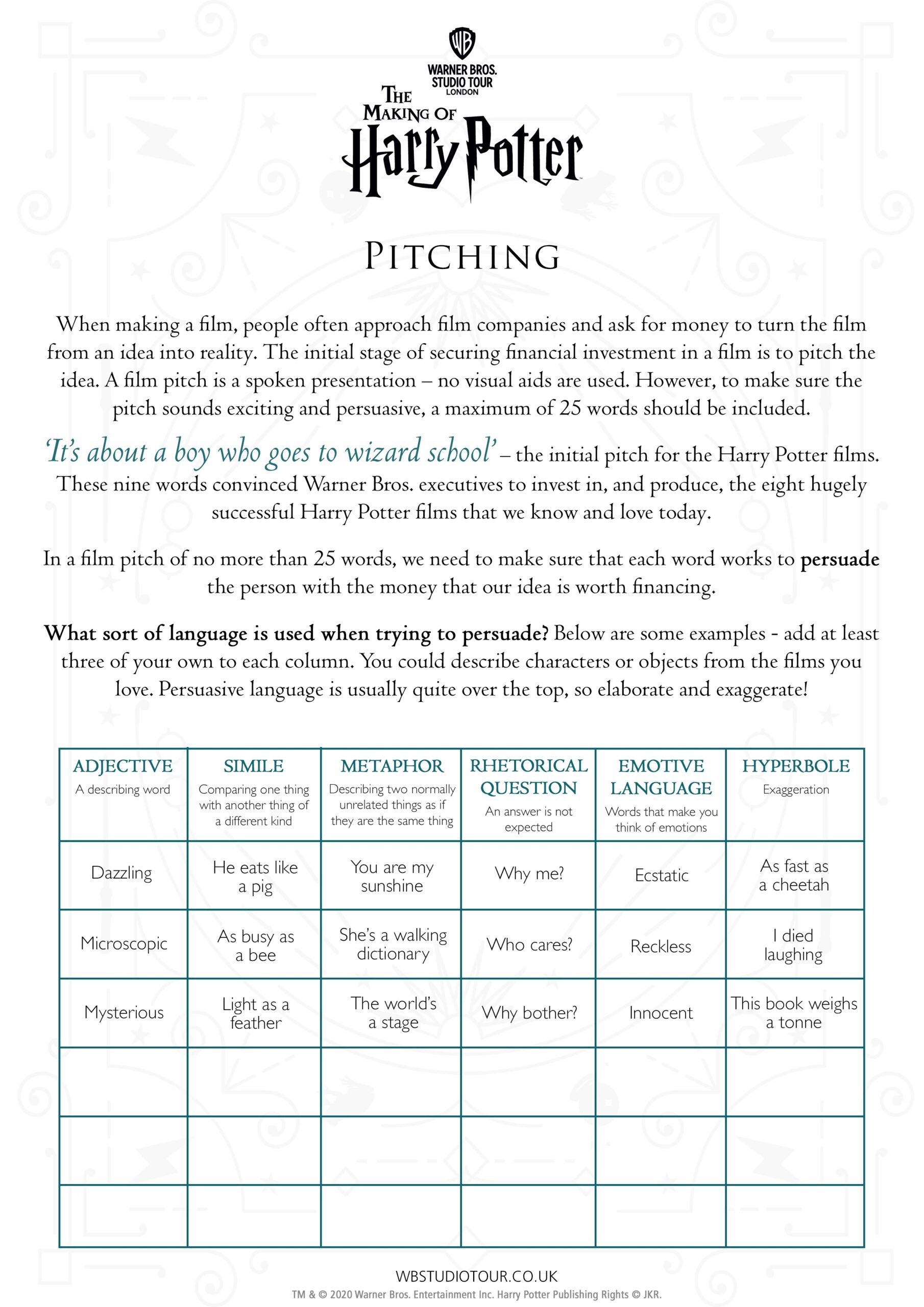 harry potter worksheets