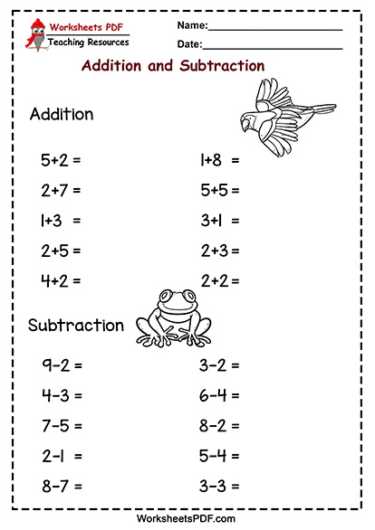 Addition And Subtraction Worksheets PDF Free Printables