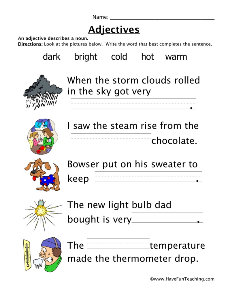 printable adjective exercise pdf