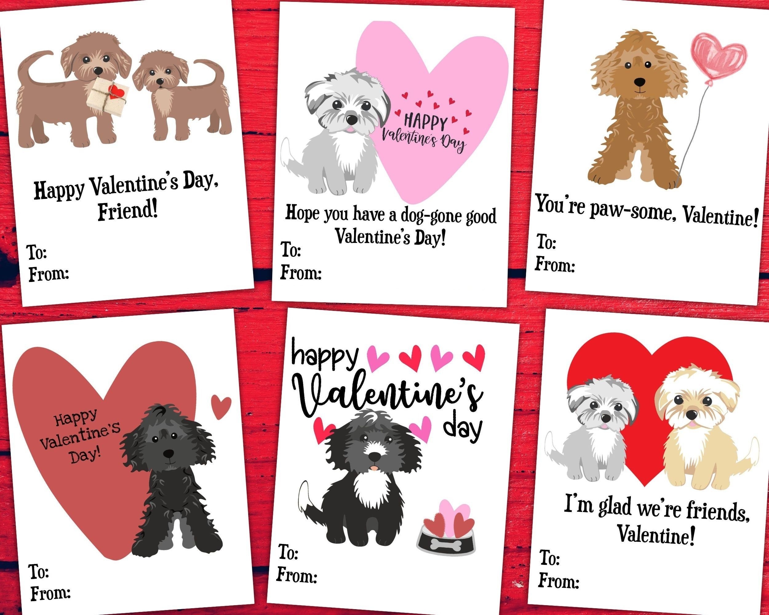 Adorable Dog Valentines Printable Kids Valentines Cards For School