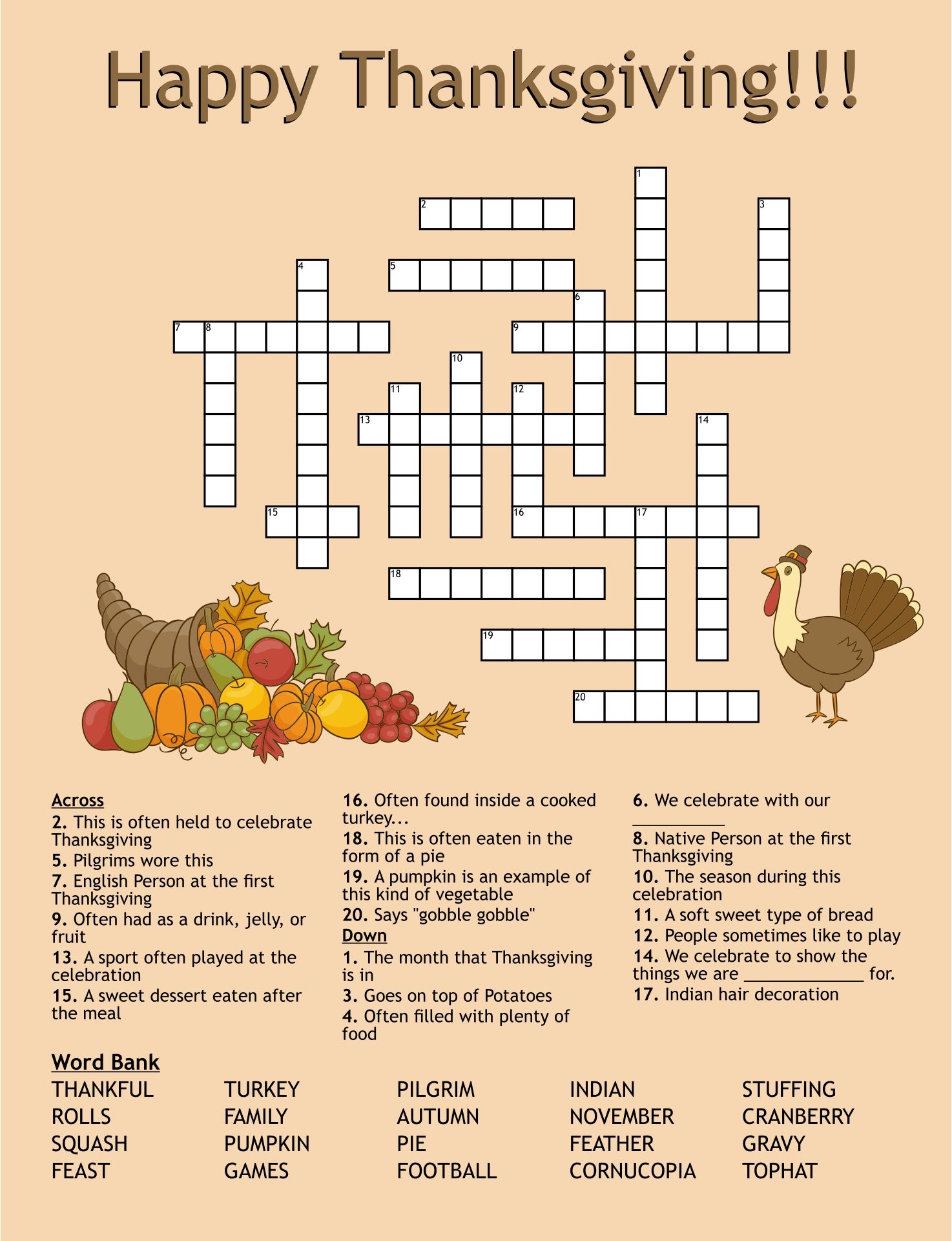 Adult Thanksgiving Games 13 Free PDF Printables Printablee