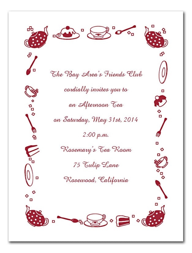 free afternoon tea invitation template