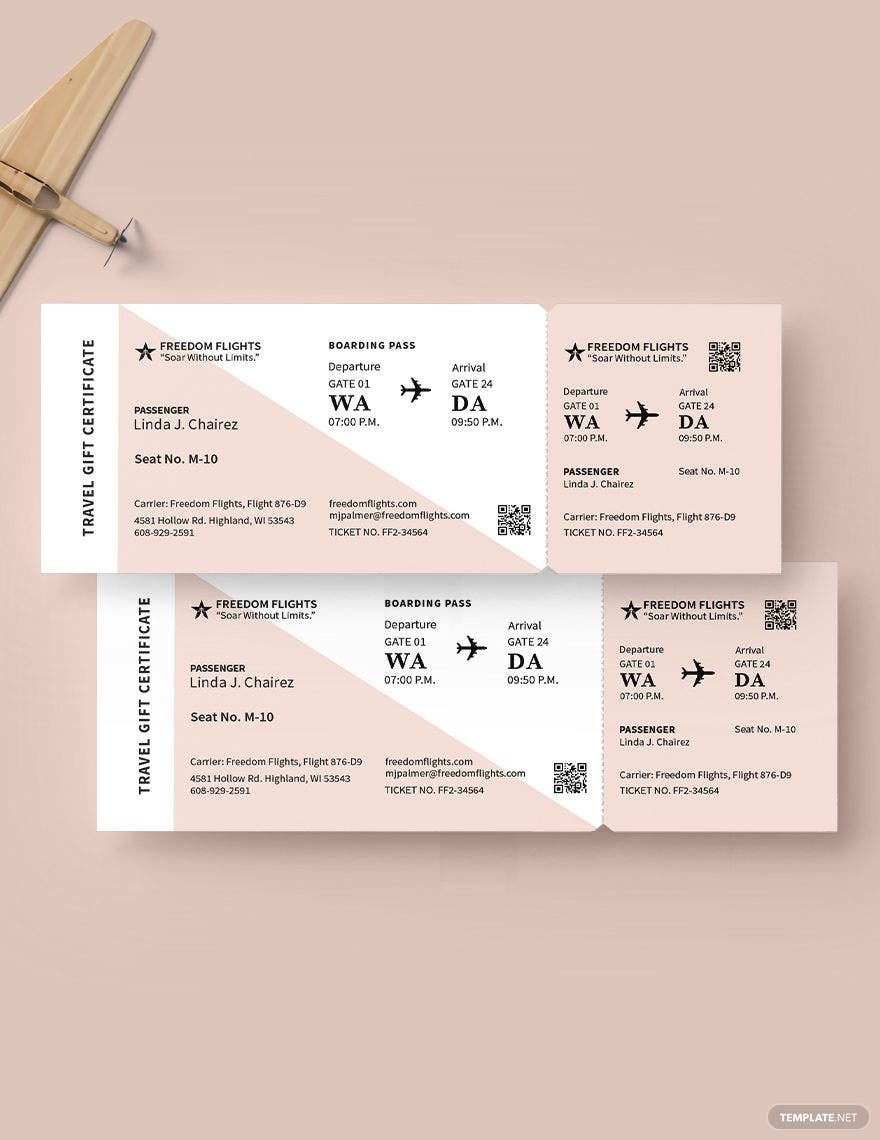 Airline Ticket Gift Invitation Template In Publisher MS Word 