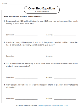 Algebraic Equations Single Step Worksheets Worksheets Library