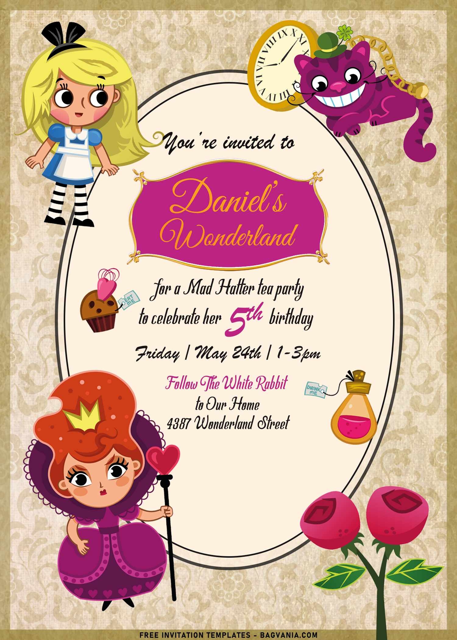 Alice In Wonderland Invitation Templates
