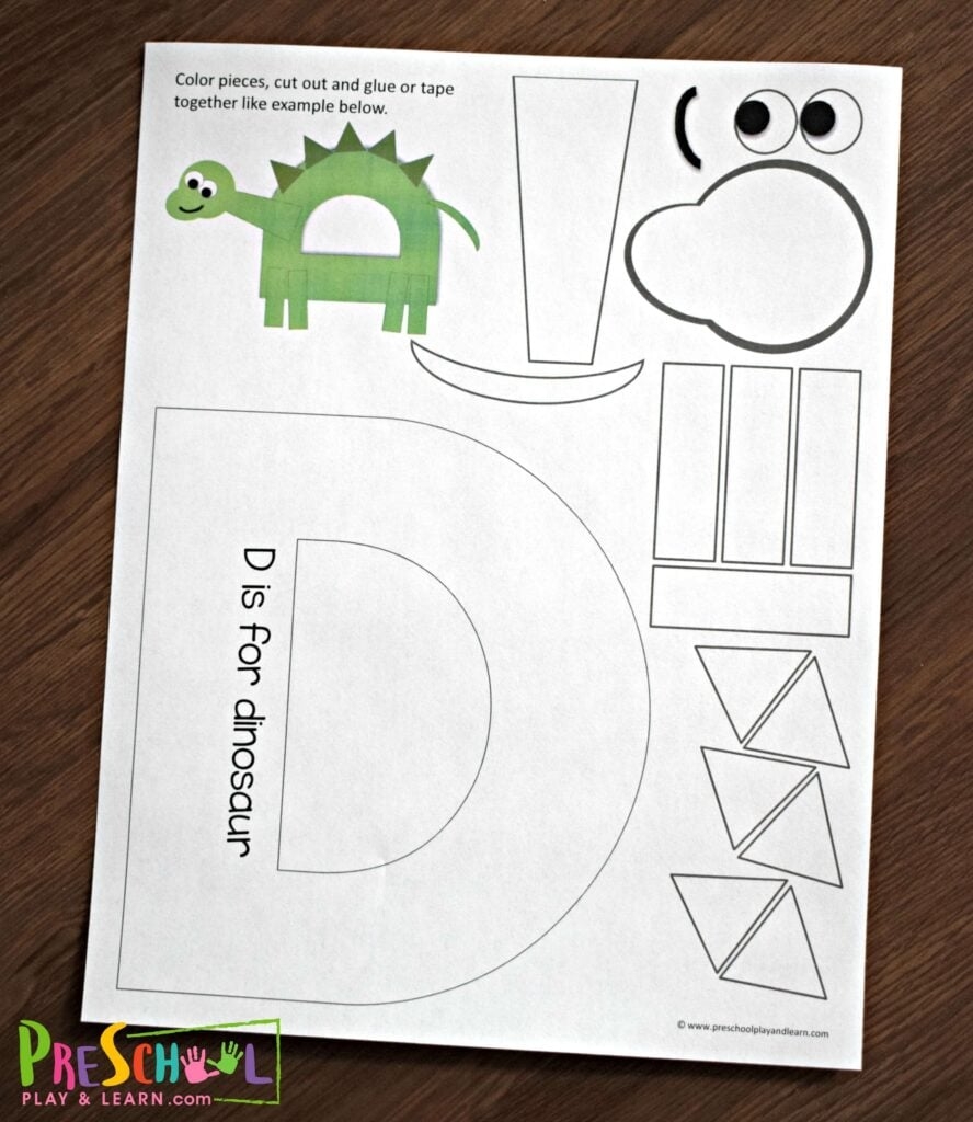 dinosaur printable crafts for preschoolers