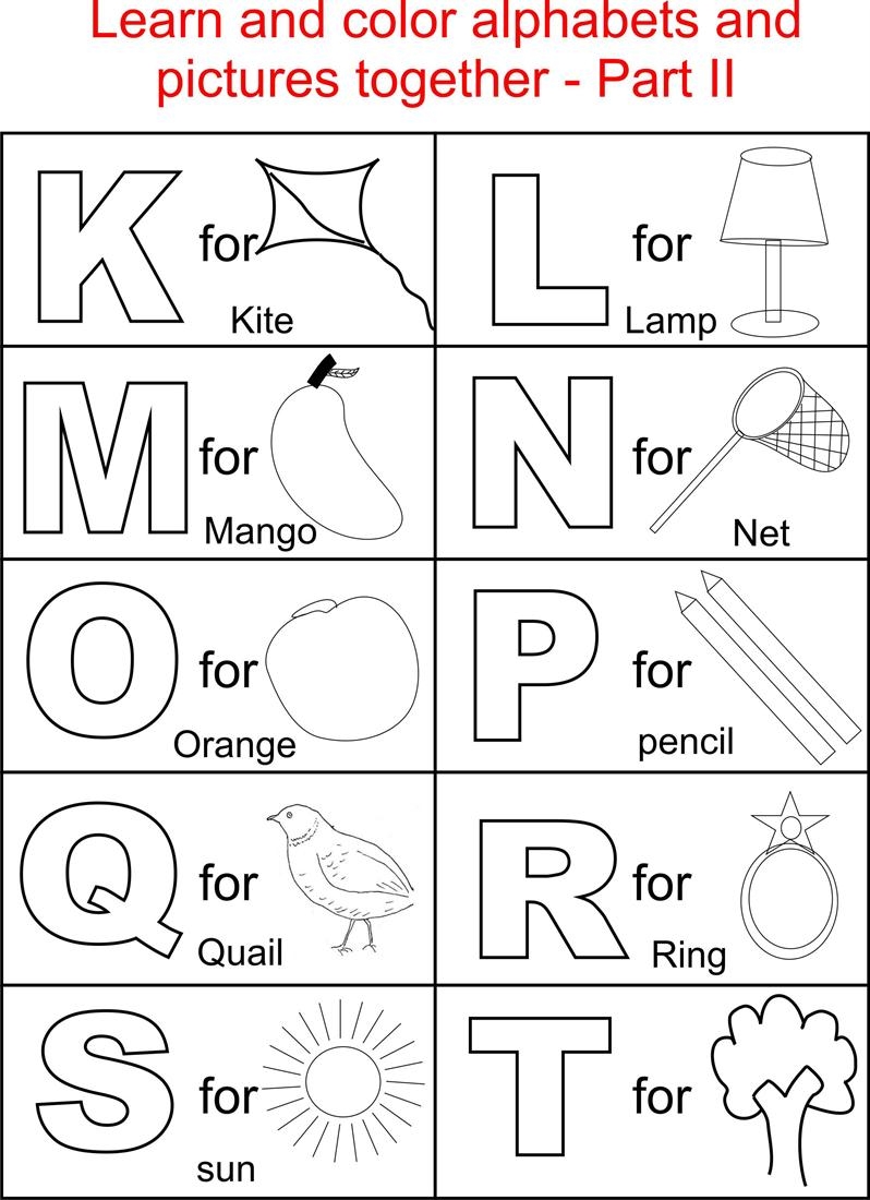 alphabet with pictures for kids printable