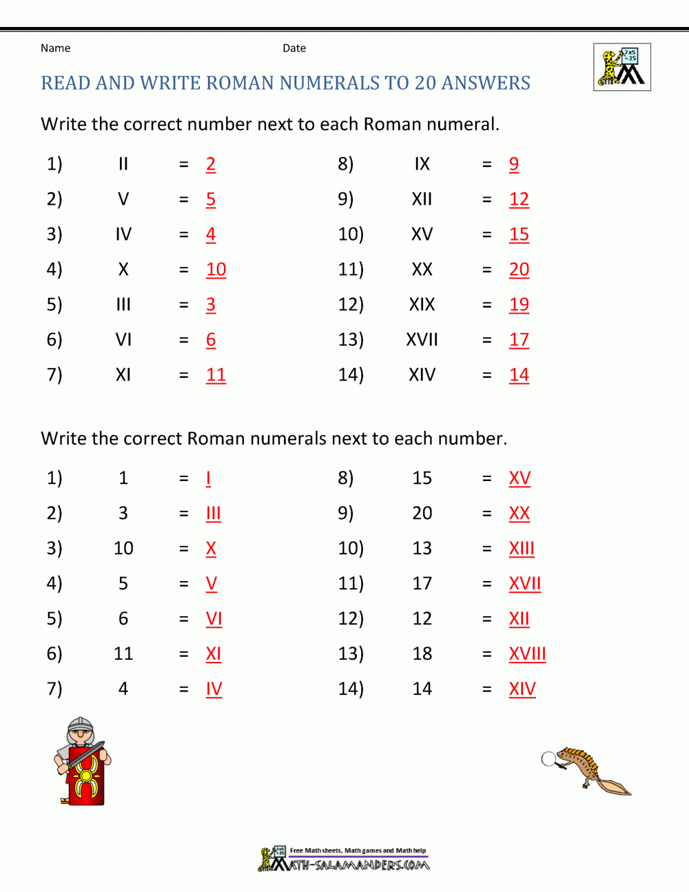 Amazon Roman Numerals Workbook For Kids Math Practice Book 