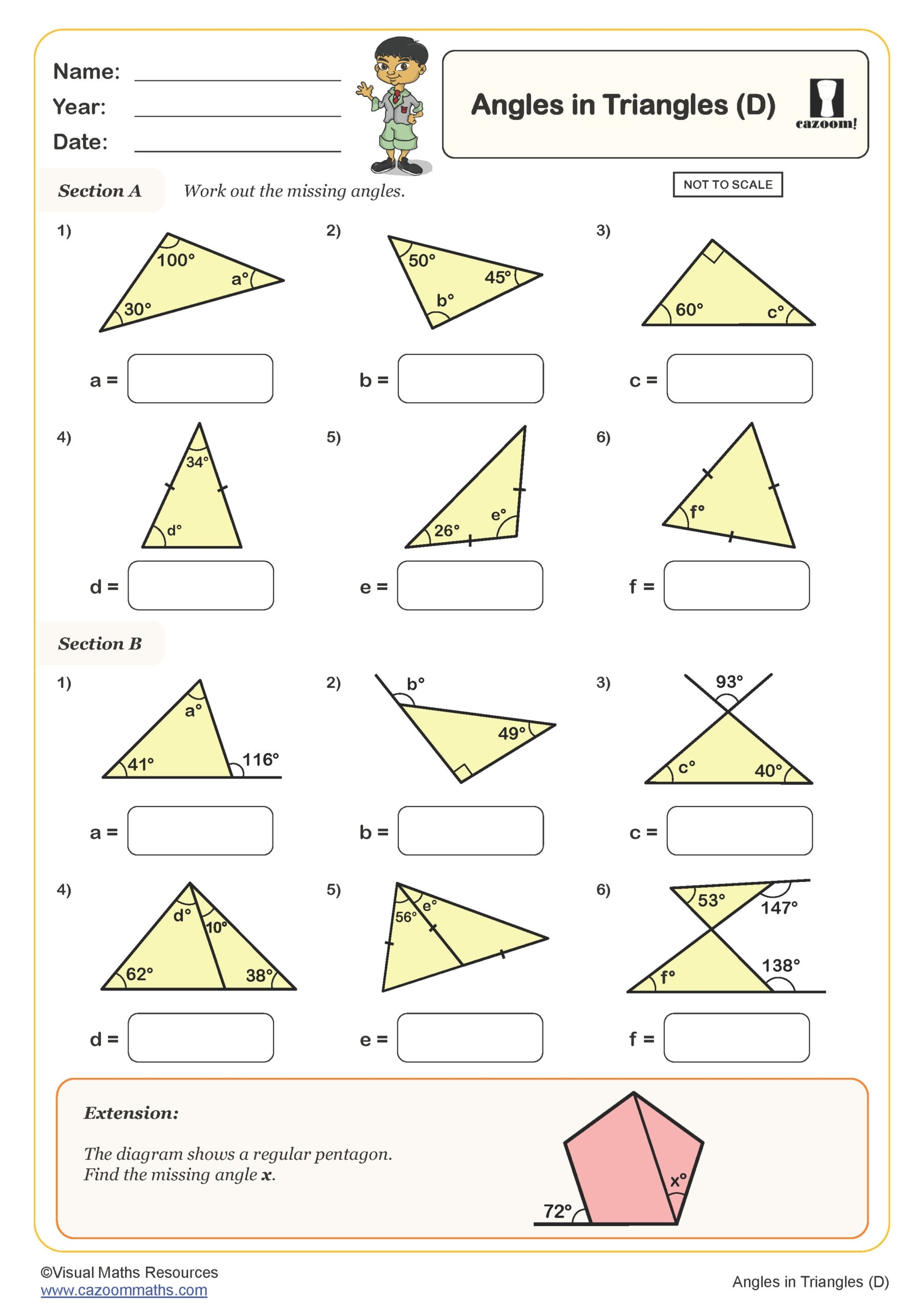 Angles In Triangles Teaching Resources Worksheets Library