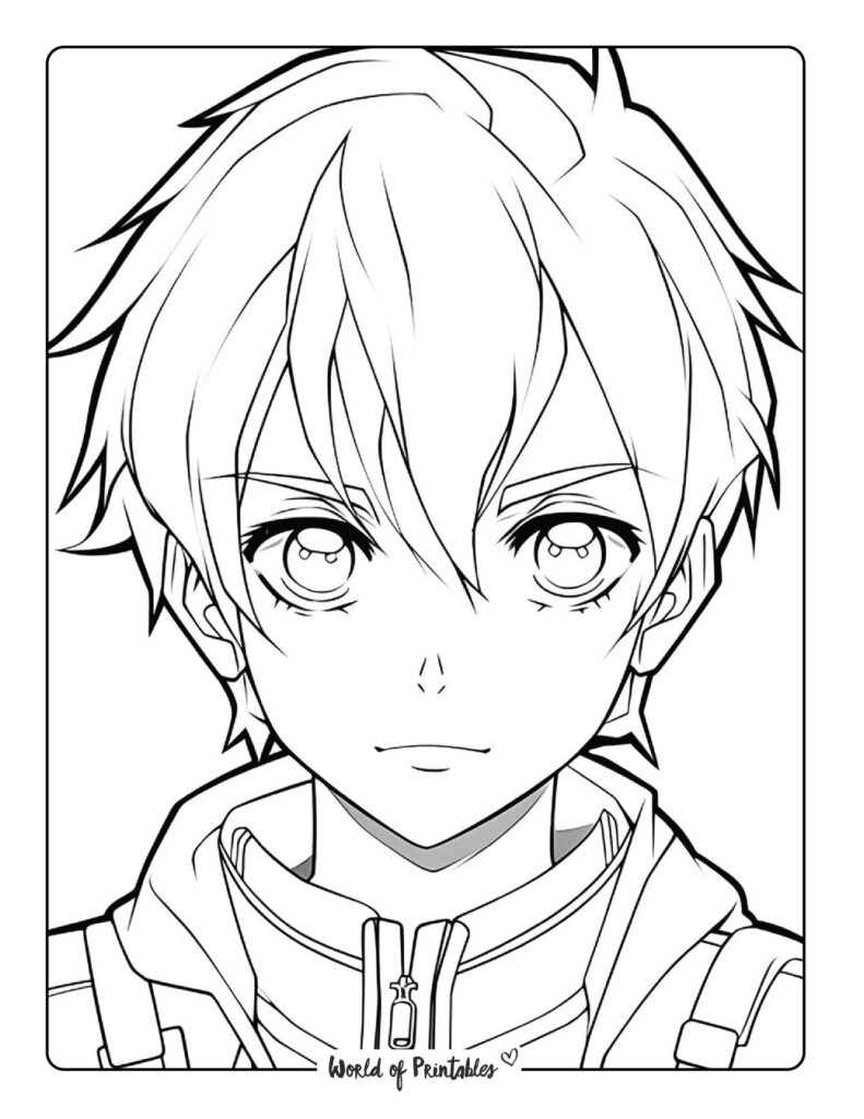 Anime Coloring Pages Printable Boy How To Sketch An Anime Boy Step 11 