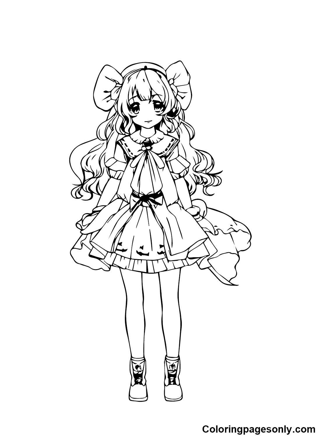 Anime Cute Girl Coloring Page Free Printable Coloring Pages