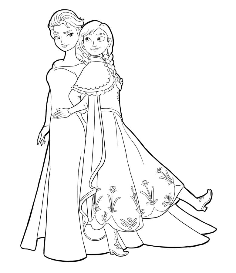 Coloring Page Elsa Anna