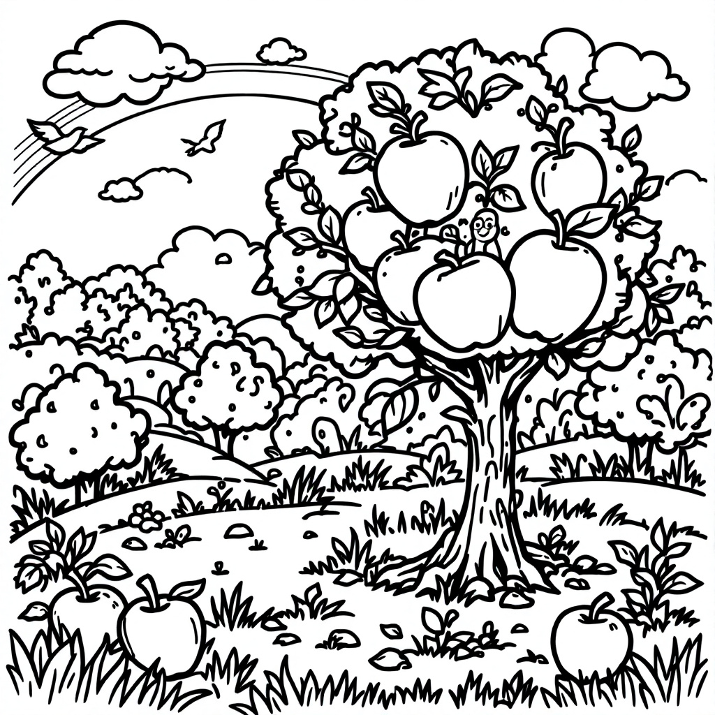 Apple Free Coloring Pages