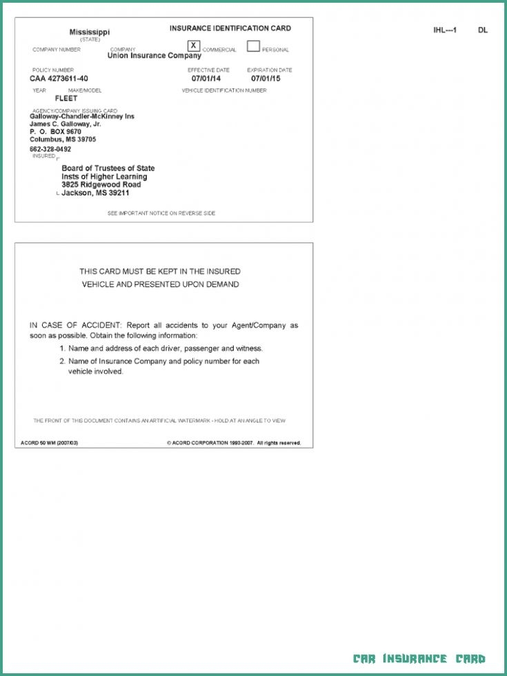 Auto Insurance Printable Fake Car Insurance Card Template Printable 