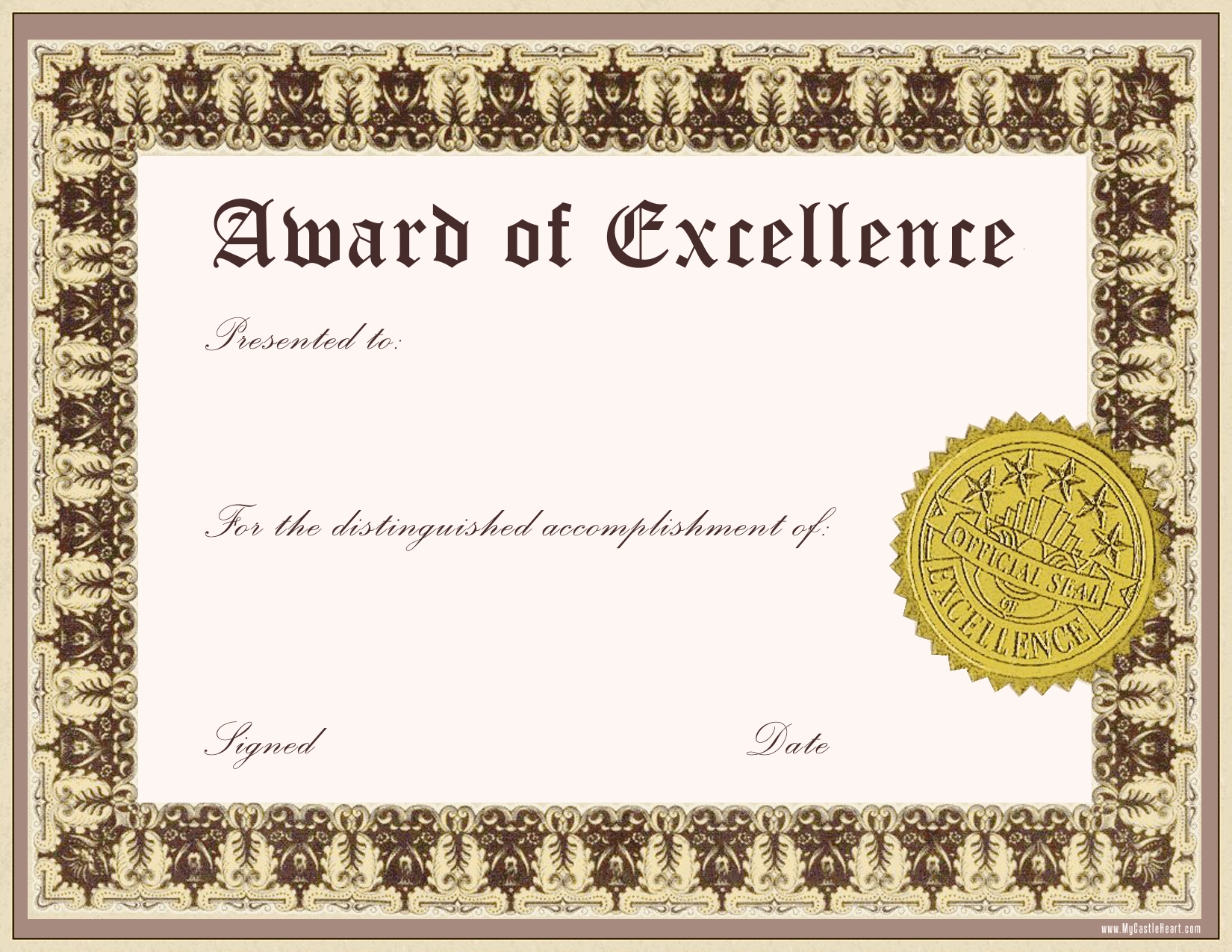 free printable award certificate template