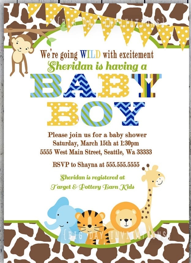 Baby Shower Jungle Invitation Template