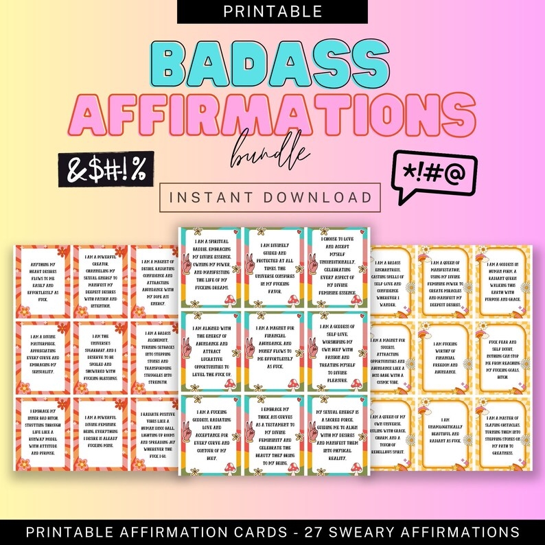 printable sweary affirmation cards