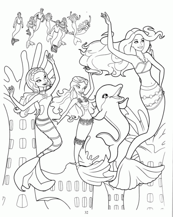 Barbie Mermaid Coloring Pages Coloring Home