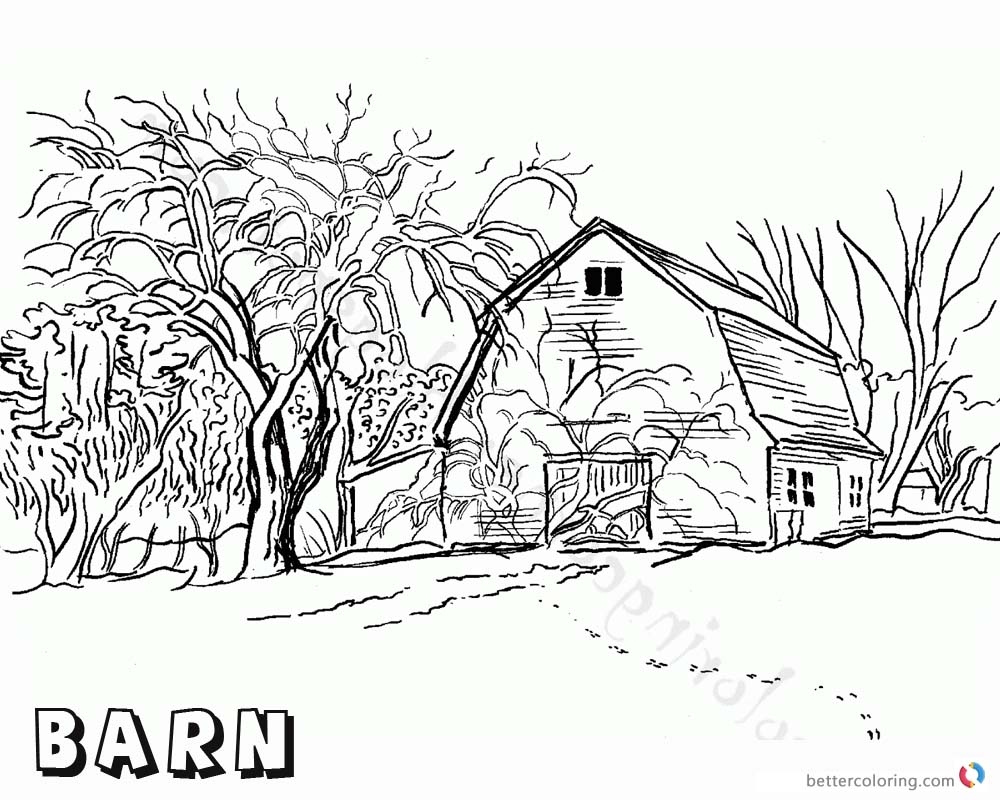 Barn Coloring Pages Realistic Barn Drawing Free Printable Coloring Pages