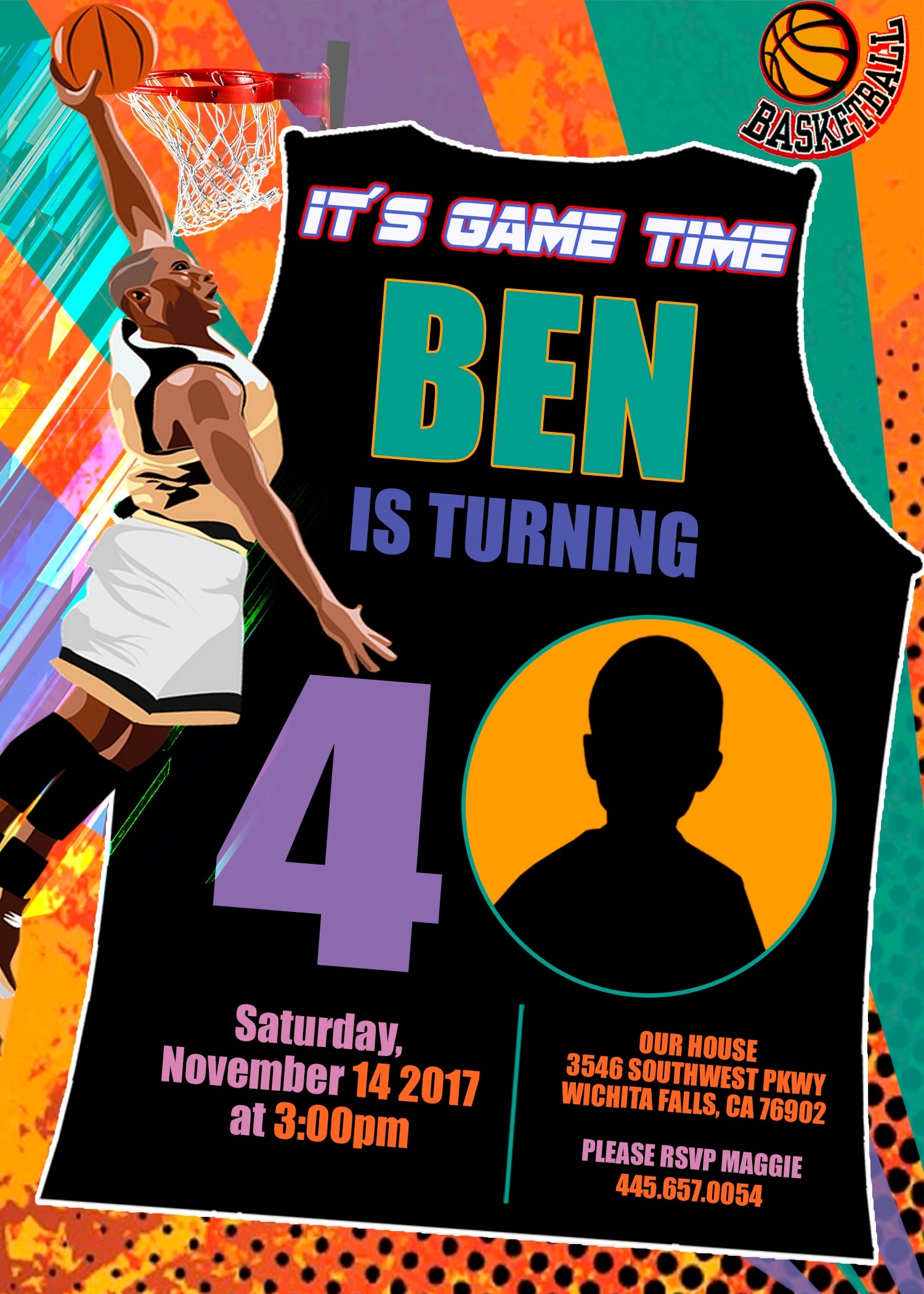 Basketball Birthday Invitation Templates