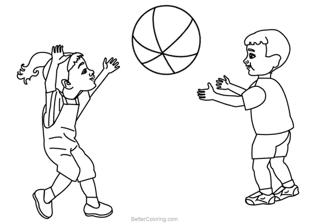 Beach Ball Coloring Pages Kids Playing Ball Free Printable Coloring Pages