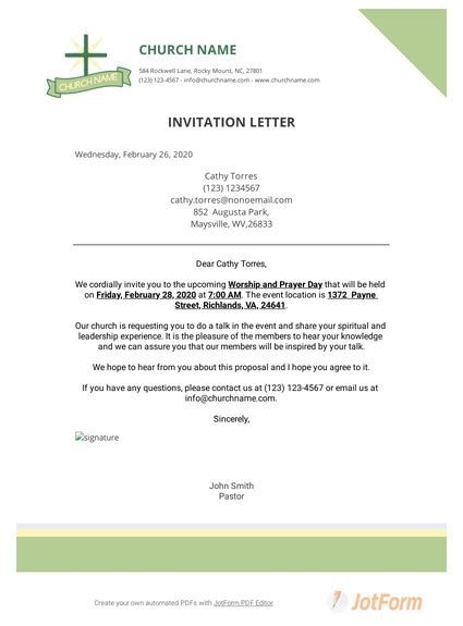 Best Free Church Invitation Letter Templates In 2024 Invitation 