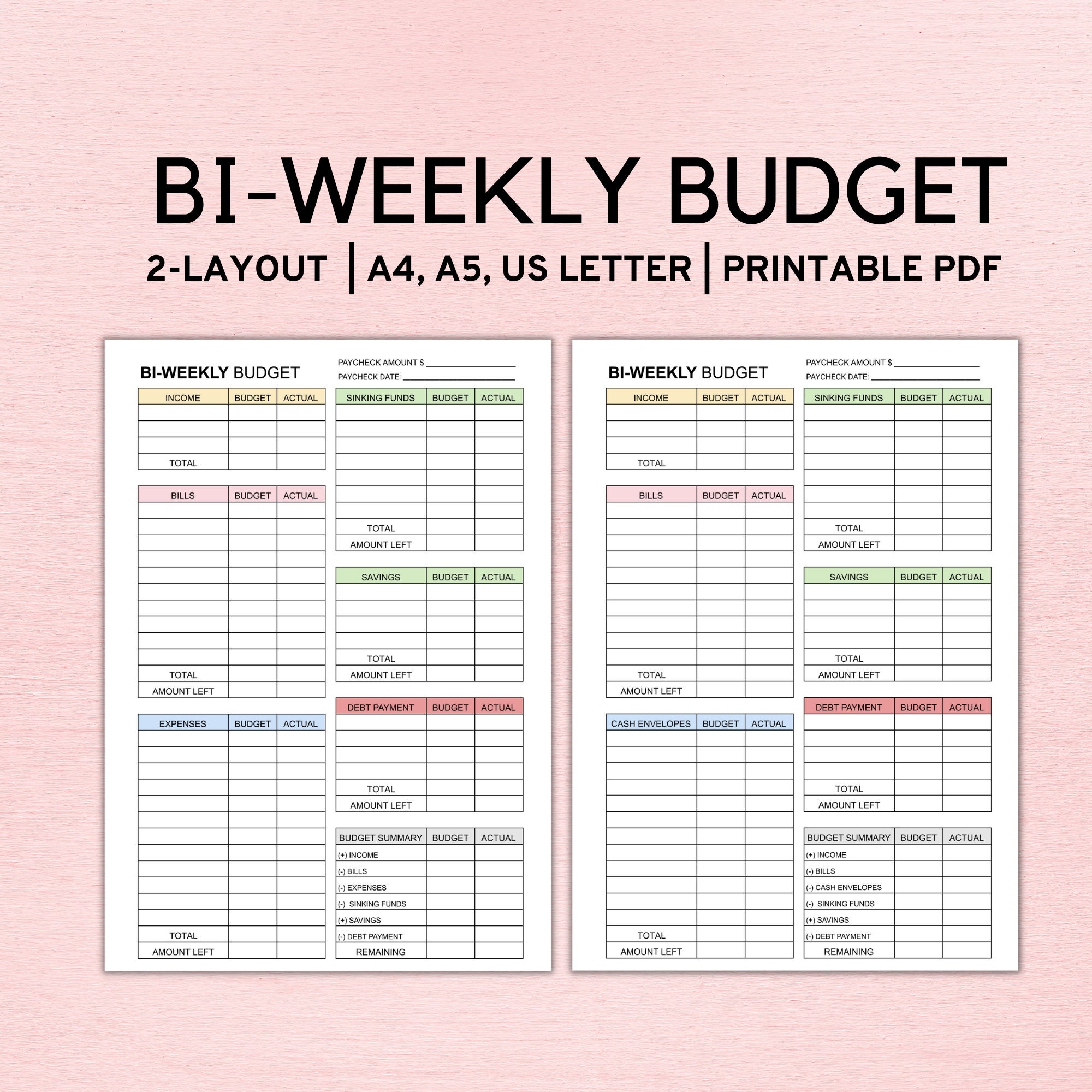 free printable bi weekly budget template