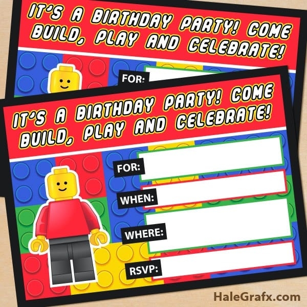 free lego party invitation template