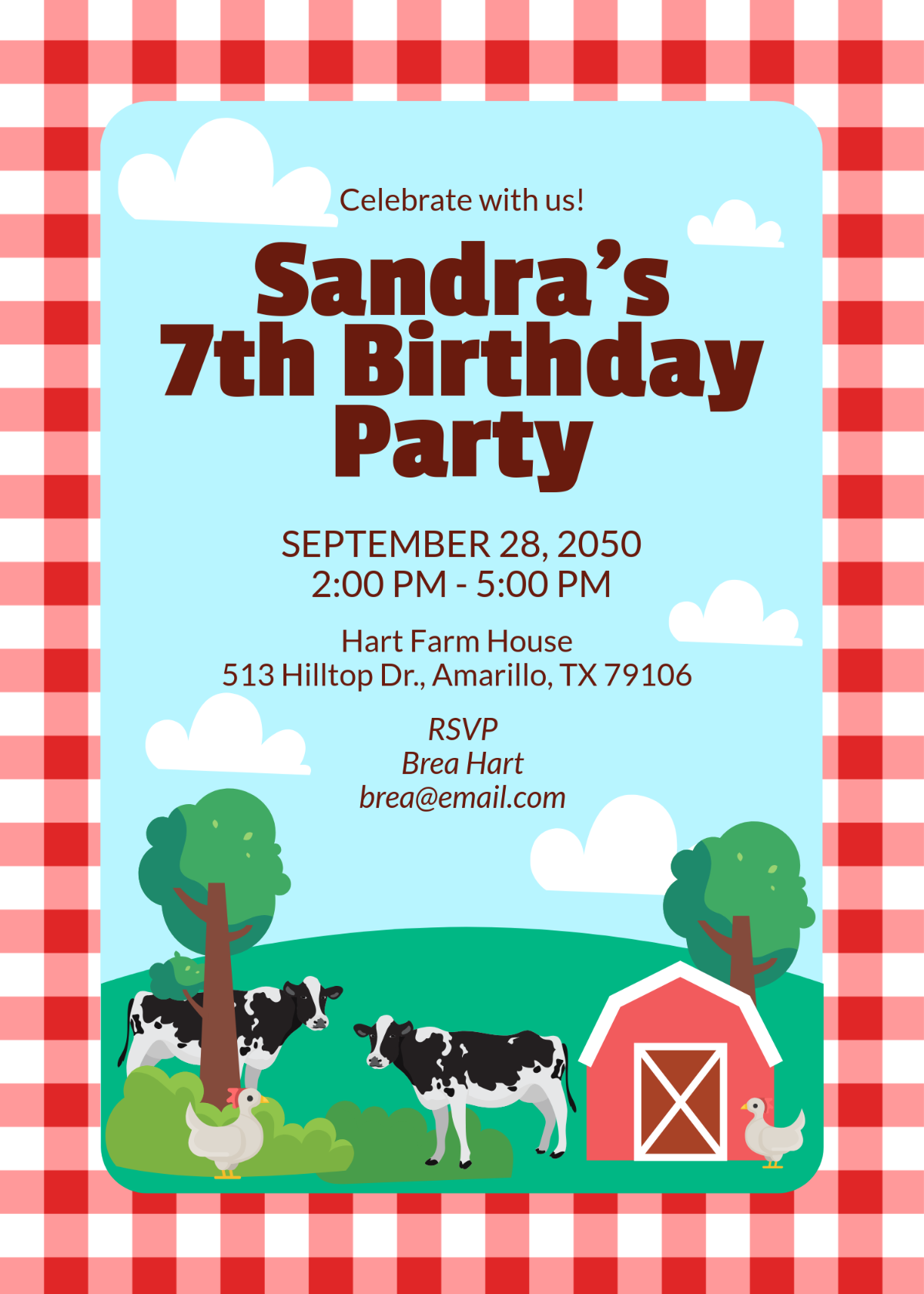 farm birthday party invitation template