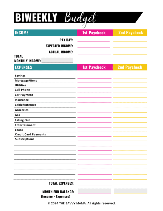 Biweekly Budget Template 6 Easy Steps To Organize Finances